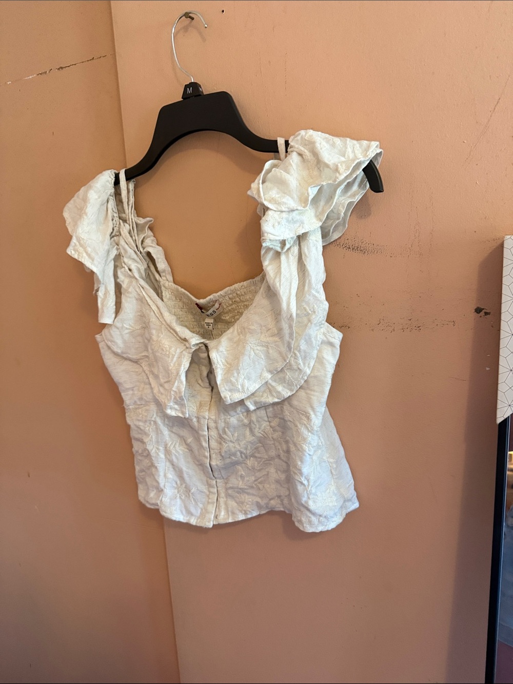 Guess Women's White Ruffled Sleeveless Blouse